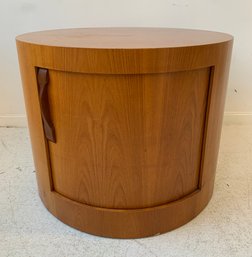 MCM Teak Circular Drum Table With Tambour Door