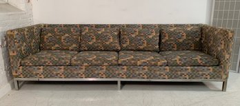 Attributed To Florence Knoll Chrome Upholstered 4 Seat Sofa, 1970's