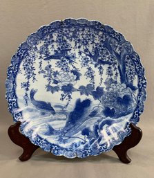 Antique 12' Japanese Imari Plate With Koi Fish