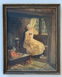 E.M. Norton,( 19th Century ) Signed Oil Painting , Woman Reading