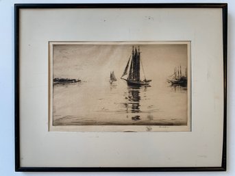 Levon West (American, 1900-1968) Original Nautical Etching Titled, 'Morning'
