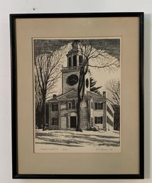 Frank S. Packlick (American, 1921-2014) Canaan, Ct. Framed Print Of Congregational Church 92/200