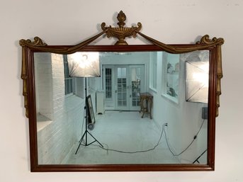 Vintage Neoclassical Style Mahogany Mirror With Gold Paint Decoration