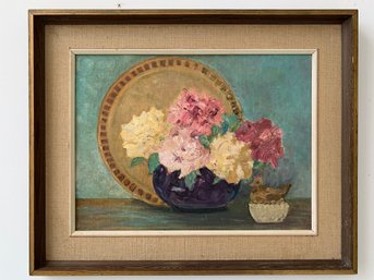 Vintage Still Life Flowers On Table