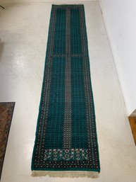 11'9' X 2'6' Semi Antique Wool Bohkara Style Teal Wool Runner