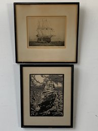 Lot Of 2 Vintage Nautical Prints, Early 20th Century