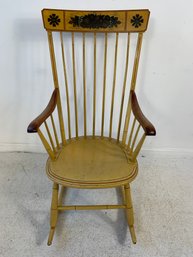 19th Century Antique Salem Rocker With Stenciled Crest Rail