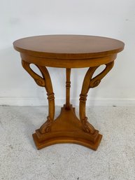 Vintage Neoclassical Style Round Center Table With Swan Neck Supports
