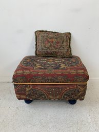 Upholstered Ottoman On Ball Feet With Pillow