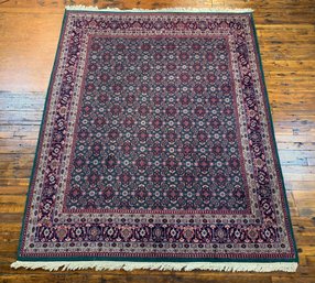 8' W X 10'5' L Hand-Knotted Oriental Area Rug, Herati Pattern, Green Ground