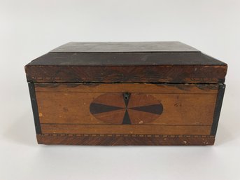Circa 1857 Exotic Wood Sewing Box With Fitted Interior And Conch Shell Inlay