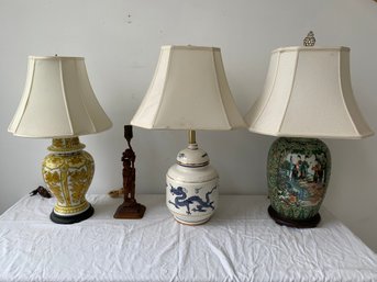 Collection Of 4 Asian Decorative Table Lamps