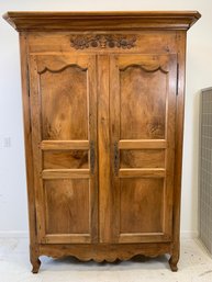 Antique French Provincial Walnut Armoire, Louis XV Style