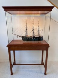 Encased Ship Model Of The 19th-Century Tea Clipper Yorkshire On Stand