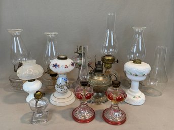 Collection Of 12 Antique/Vintage Oil Lamps