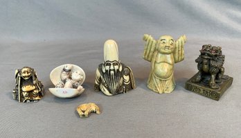 Collection Of Asian Figural Carvings & Netsuke, 6 Pieces
