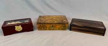Lot Of Three Decorative Boxes, Chinese Lacquer, 19th Century French & Rosewood