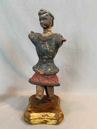 Antique Polychrome Carved Wood Santos Figure Warrior Saint, Continental School