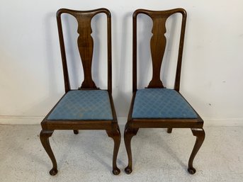 Pair Of Queen Anne Style Mahogany Side Chairs