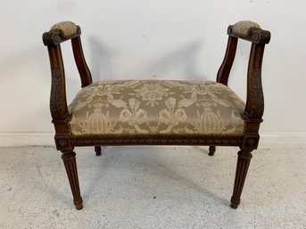 Antique Louis XVI Style Carved Walnut Window Bench