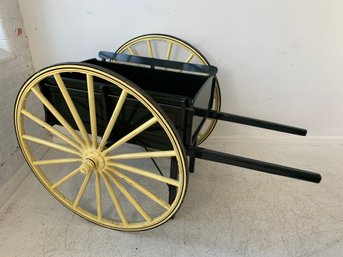 Antique Style Green Painted Market Or Vendor's Cart