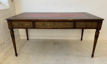 English Leather Top Neoclassical Style Oak Library Table In The Adam Style