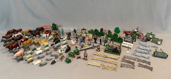 Large Collection Of 131 Vintage Lead Farm Figures, Animals & Accessories, Britain's And Others