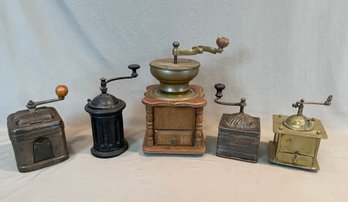 Collection Of 5 Antique European Coffee Grinders