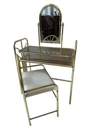 Vintage Art Deco Style Gold Tone Vanity Set