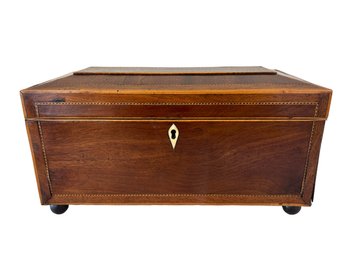 Georgian English Mahogany Tea Caddy, Casket Top