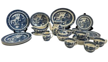 29 Pcs. Of Wedgwood Blue Willow Ironstone Dinnerware