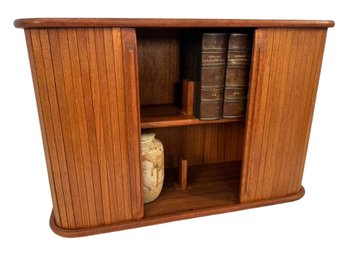 Mid Century Teak Tambour Door Hanging Cabinet