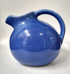 80 Oz USA Pottery Harlequin Blue Ball Jug With Ice Lip