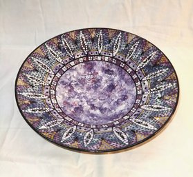 Enameled Pottery Centerpiece Bowl Signed Pottery