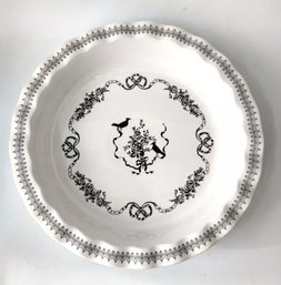 French Gothic Ravens Pie Plate Black White Transferware Victorian Trading Co.