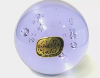 Beautiful Bohemia Crystal Lavender/Purple Paperweight