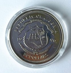 Republic Of Liberia 50 Dollar Coin, The Face On Mars Edition