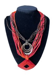 Multilayer Beaded Necklaces With Large Pendants