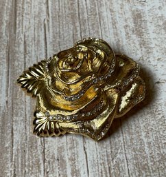 Monet Brand Gold Tone Rose Brooch