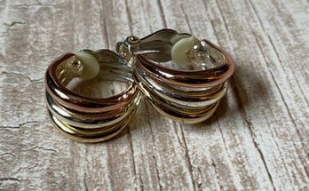 Vintage Dual Tone Hoop Earrings