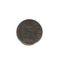 1973 Singapore 5 Cents Coin