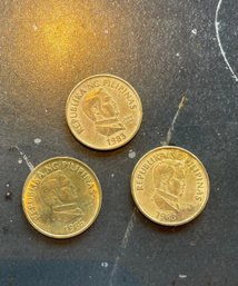 3 Count Philippines Coins, 25 Cent Coin