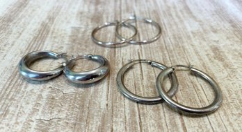 Silver Hoops Earrings (3 Count)