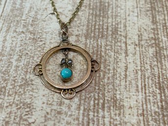 Vintage Edwardian-style Turquoise Pearl Necklace