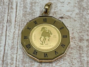 1/20 Oz .999 Gold Coin In Pendant. 2002 Australia Coin