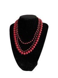 Two Red Beaded Necklaces