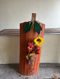 Wood Pumpkin Porch Decor Artificial Flowers