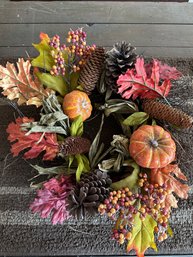 Fall Wreath With Leaves Pumpkin Autumn Decor