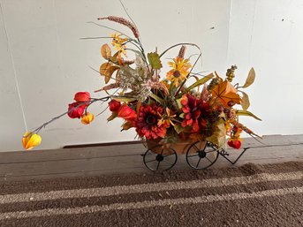 Fall Artificial Flowers Decor Arrangement Tabletop Wagon