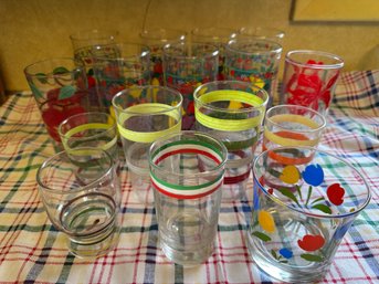 Drinking Glass Lot Glassware Fruit Stripes